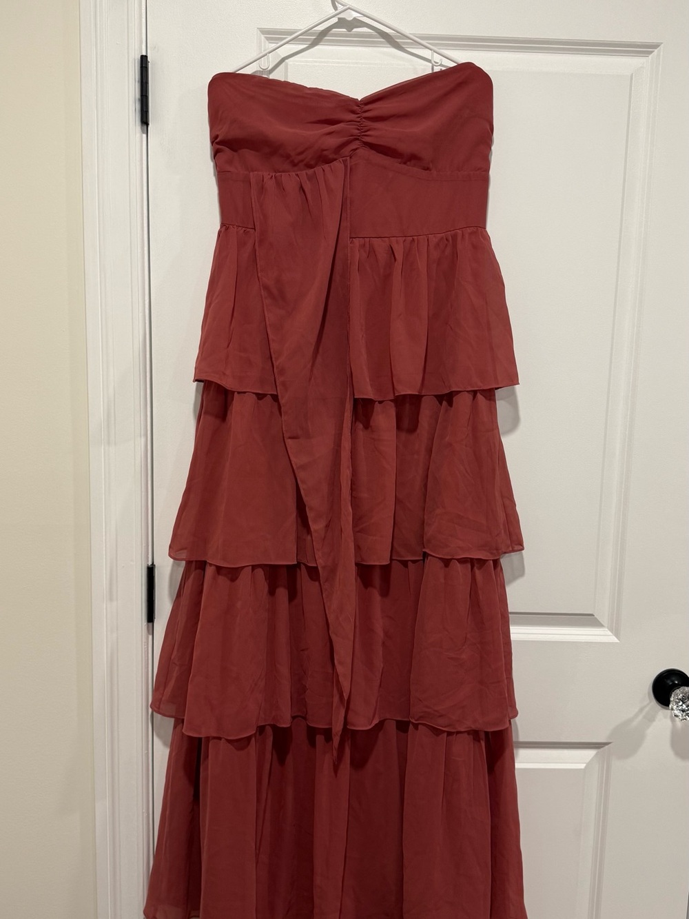 Lulu's One-Shoulder Tiered Maxi Dress in Rose - Picture 2 of 3